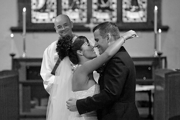 Bride and Groom first kiss Photograph