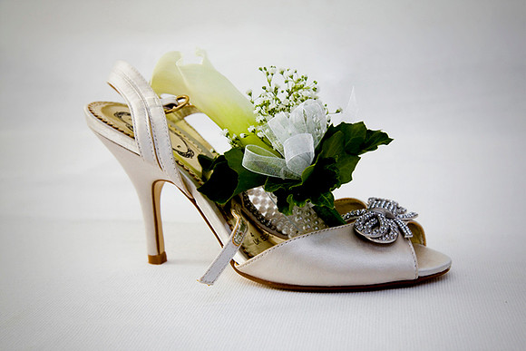 Bride's Shoe and Flowers Wedding Photographers Bristol and Leicester