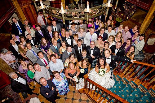 Bride and Groom with wedding guests