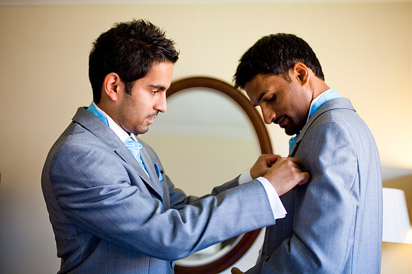 Photograph of the Best-man and Groom getting ready for the wedding