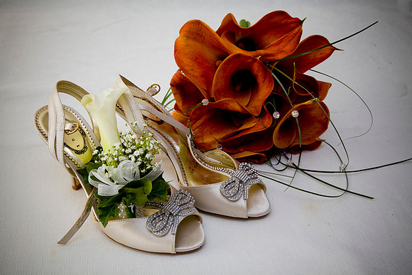 Bride's Shoe and Flowers Wedding Photographers Leicester and Bristol