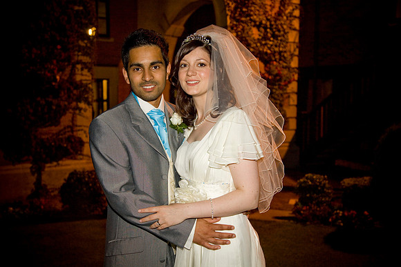 Bride and Groom Photographed in the Evening