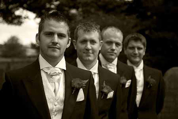 Black and White Photograph of Groom and Groom's Men