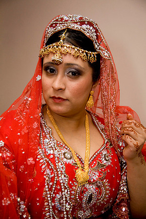 Asian Bride with her make-up and Jewellery - wedding Photographer Bristol and Leicestershire